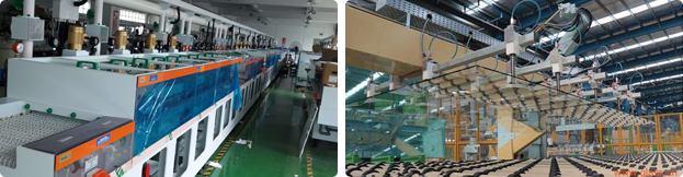 擁有3*10米的超大鋼化玻璃生產線，超大型鋼化機組。